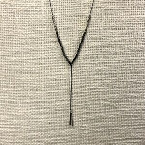 Gorjana Power Stone adjustable Y-necklace Pyrite/Silver tone/Dark Grey